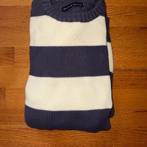 Brandy Melville Navy and White Striped Knit Sweater